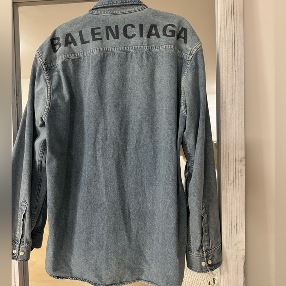 Men's Balenciaga Denim Button-Up Shirt - Picture 4 of 5